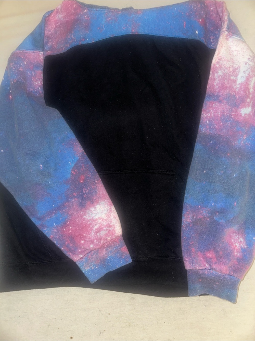 Unisex Size XL Blue & Pink Galaxy Pullover Hoodie with Drawstring